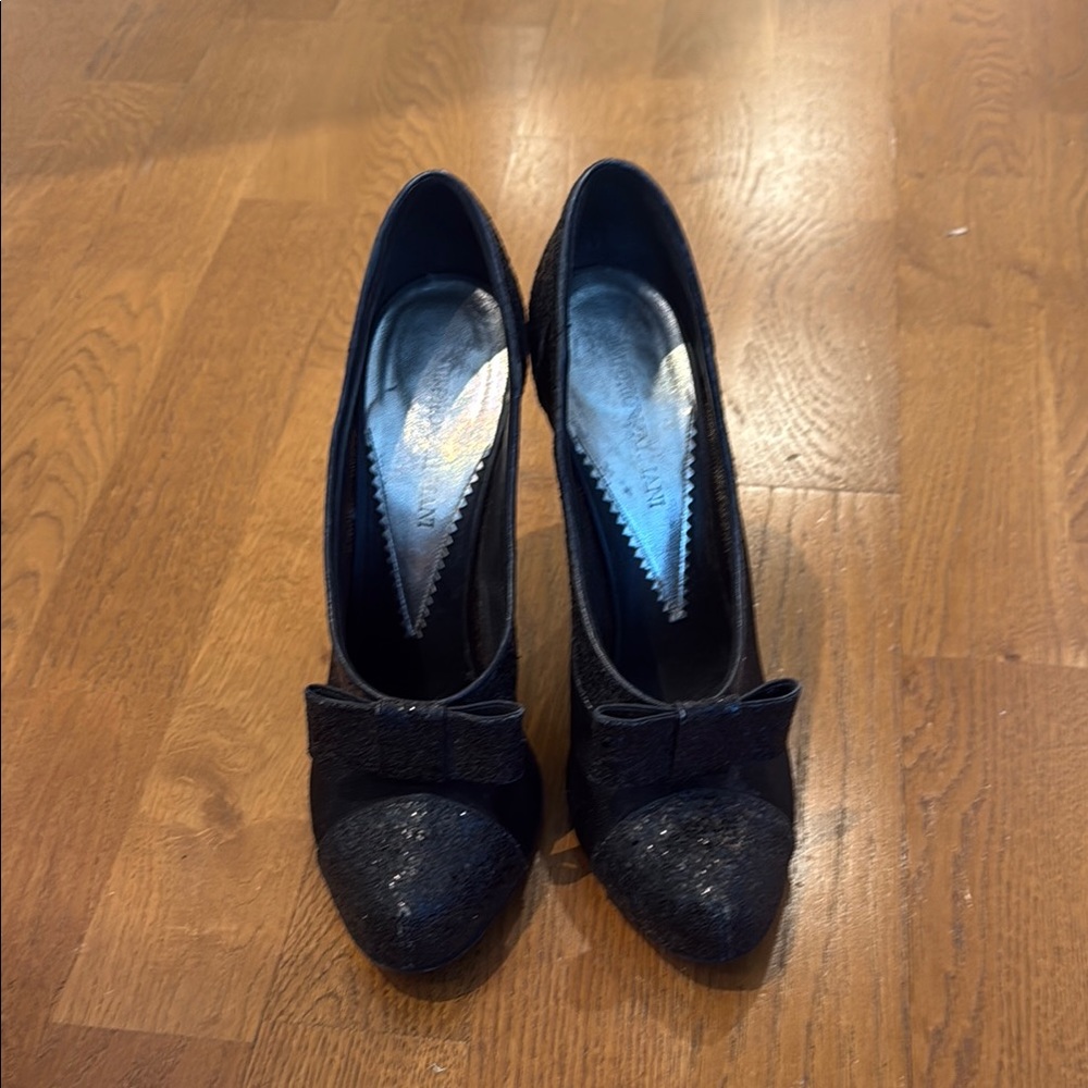 Emporio Armani Black High Heel Pumps with Bow